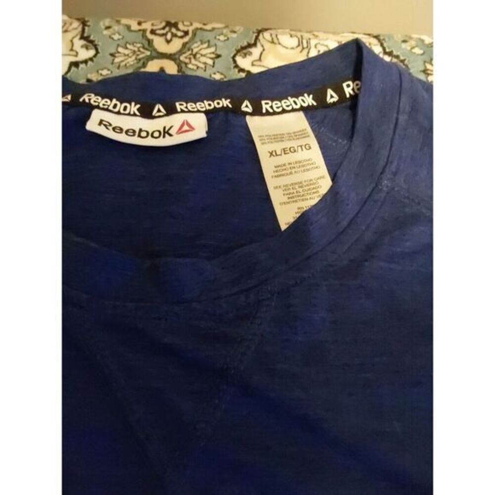 Reebok Active Shirt Men's 2XL XXL Long Sleeve Heather Blue Crew Neck‎ Polyester - Picture 2 of 6